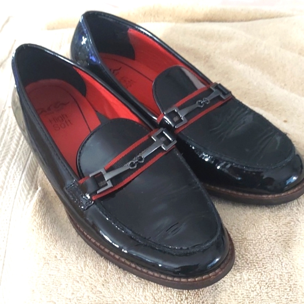 ARA Women's Chic Luxe Black Patent Leather Loafer Shoes  UK Sz 4 U.S Sz 6.5